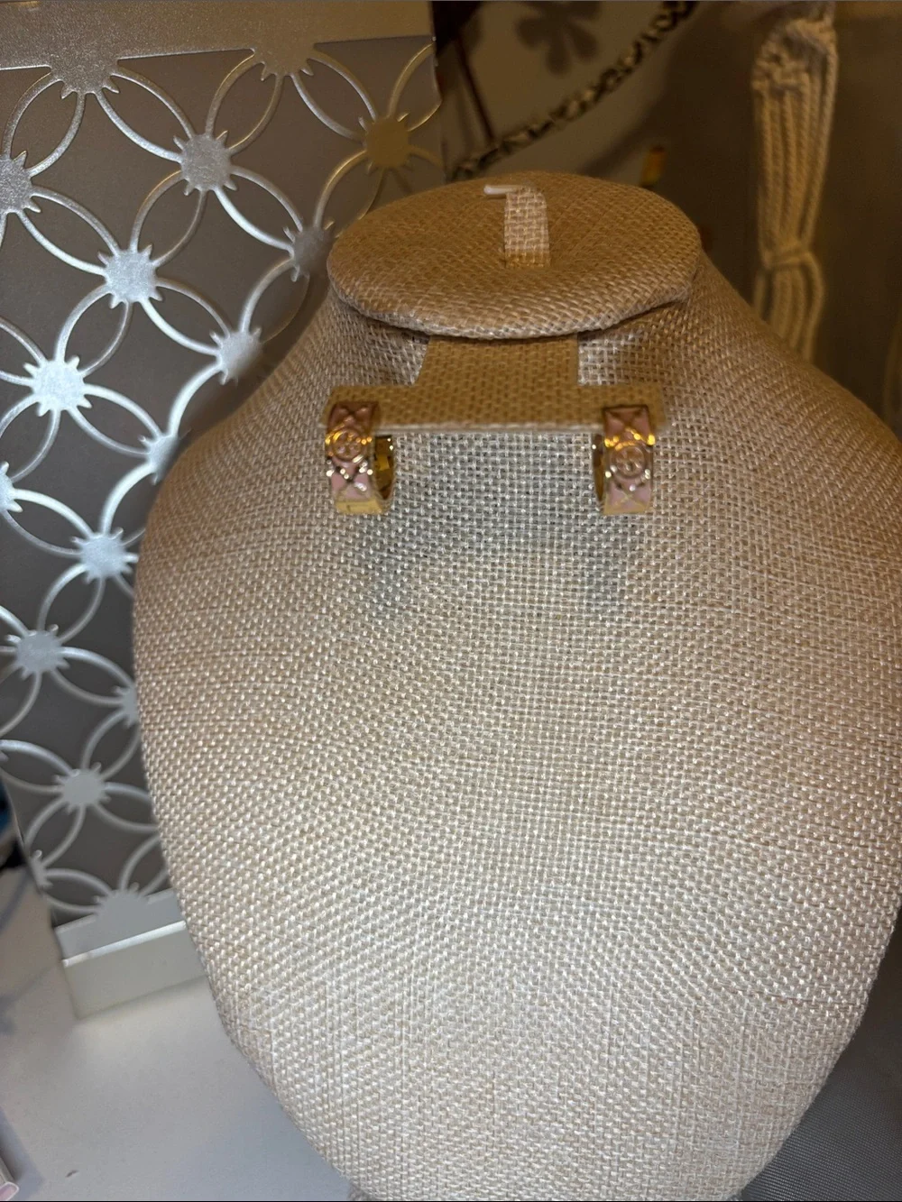 Gold and Pink  Hoop Earrings - Women Jewelry